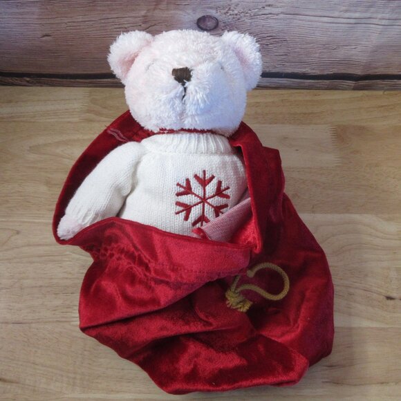 Cheesecake Factory Christmas Plush Herrington Pink Teddy Bear in Red Bag - Picture 9 of 10